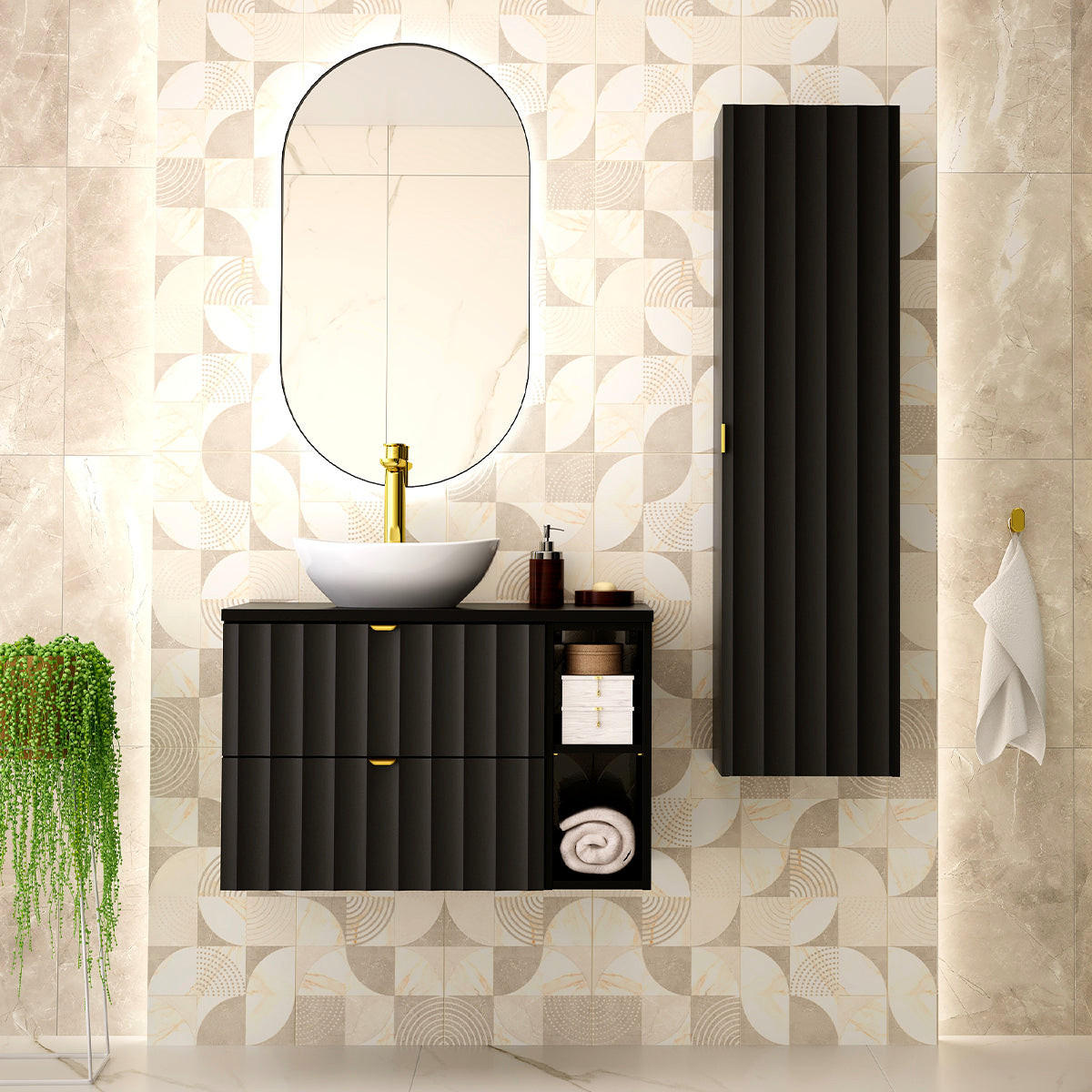 DONJI ELEMENT ZA UMIVAONIK 80.6cm Lexa Crni - crna, drvni materijal (80.6/52.2/46.5cm) - Petits-meubles