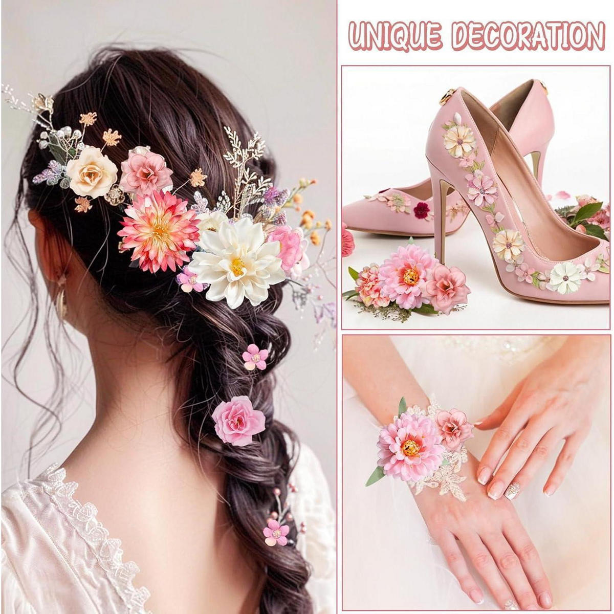 KUNSTBLUMEN 60 Stück Set Rosa Weiß - Multicolor, Kunststoff (2cm)