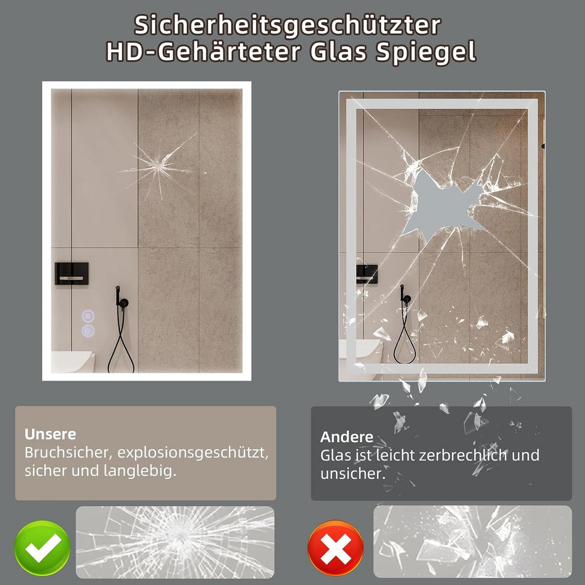 BADSPIEGEL Xylvin 50/2.9/70 cm - Weiß, Glas (2.9/70/50cm) - ZMH
