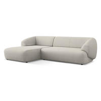 ECKSOFA Links Bouclé Stoff Beige - Beige/Schwarz, Kunststoff/Textil (156/280cm) - Makamii