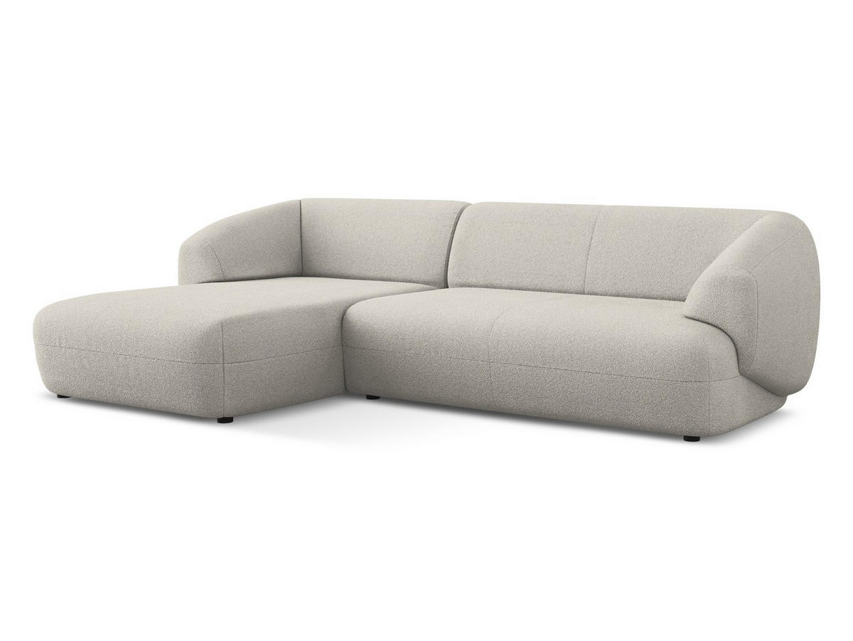 ECKSOFA Links Bouclé Stoff Beige - Beige/Schwarz, Kunststoff/Textil (156/280cm) - Makamii