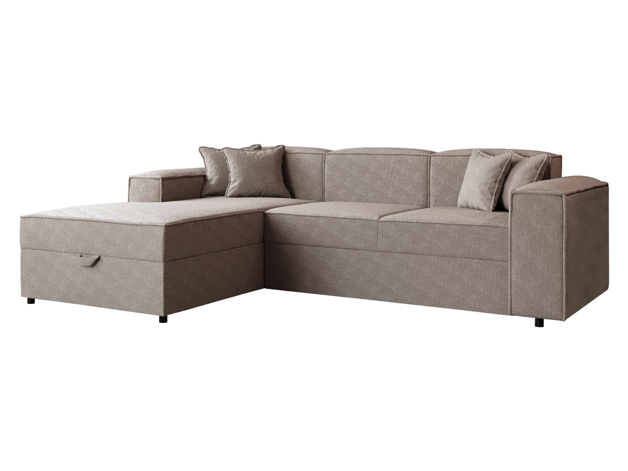 ECKSOFA Santos L, Seite: Links - Beige/Schwarz, Holzwerkstoff/Kunststoff (253/166cm) - MIRJAN24