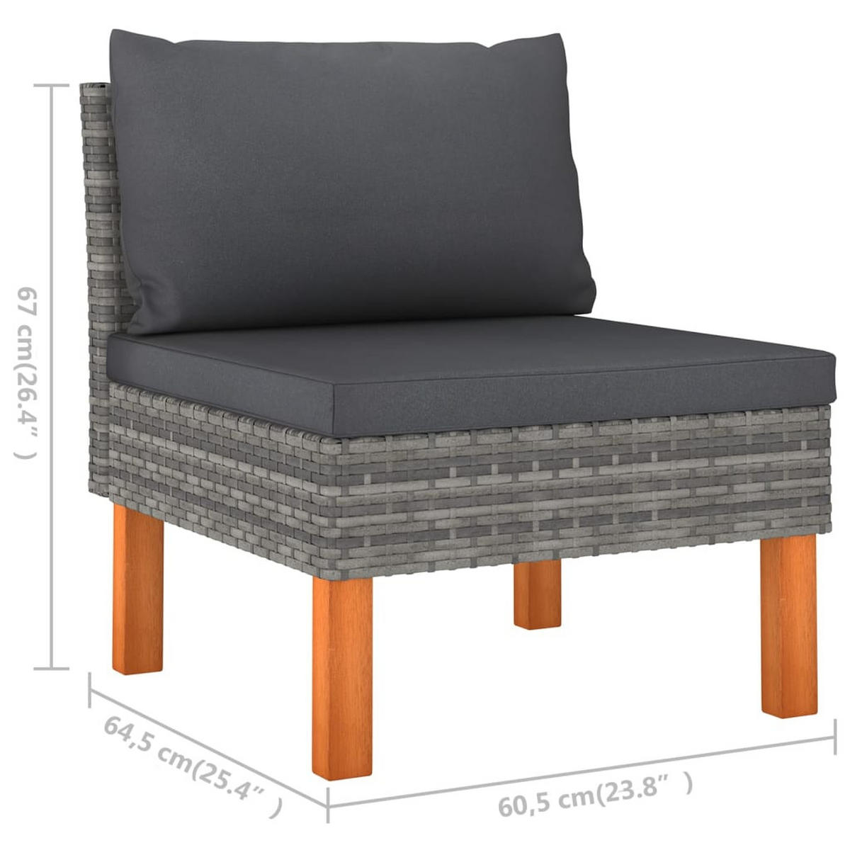 LOUNGEGARNITUR mit Auflagen, aus Poly Rattan, Grau, 4-teiliges Set - Grau, Kunststoff - vidaXL
