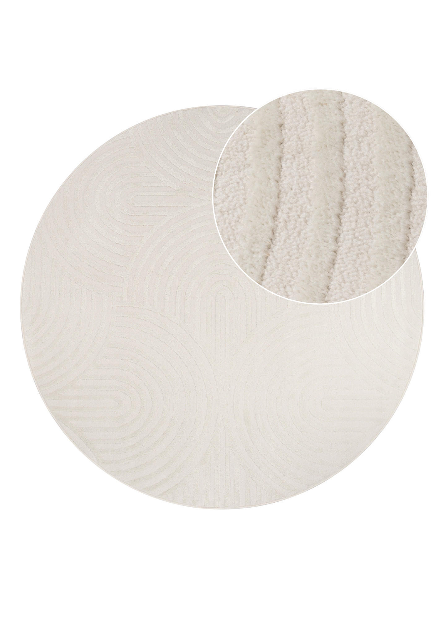 TEPPICH HYGGE Creme, rund 200/200 cm - Creme, Textil (200/200cm) - Tapiso