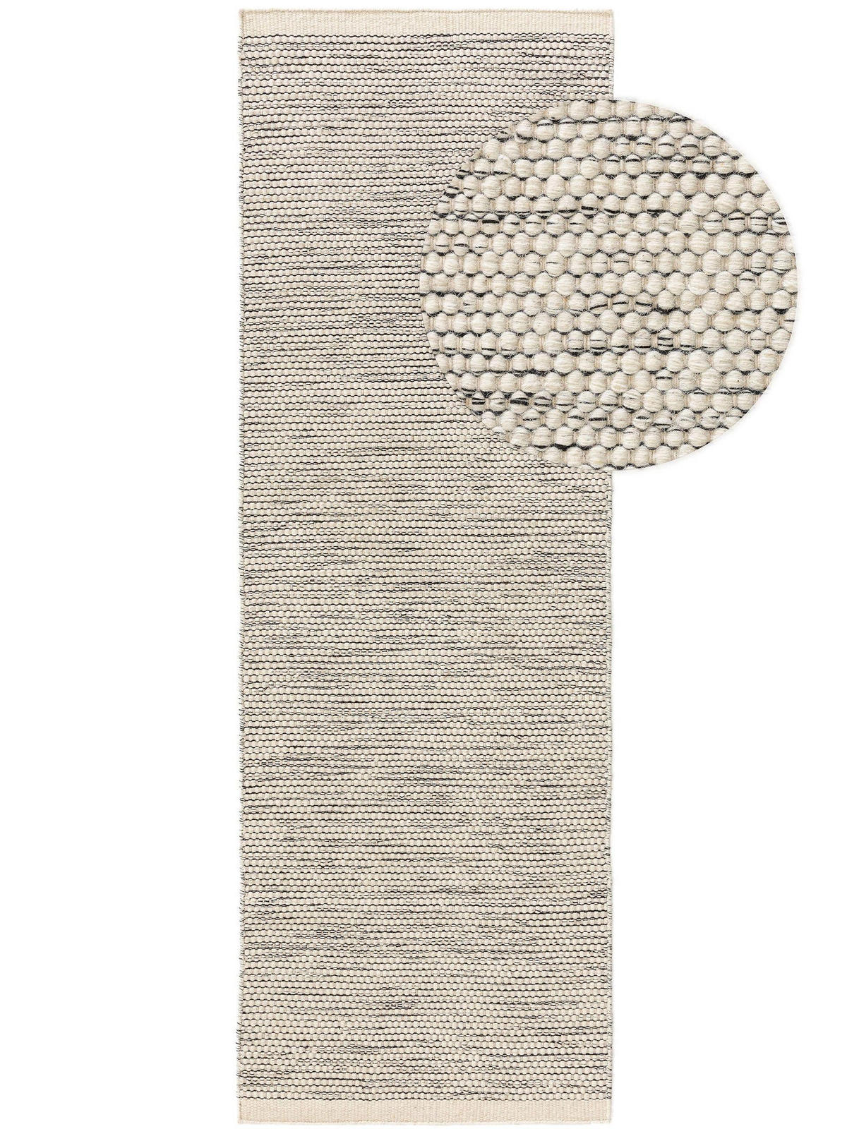 WOLLTEPPICH-LÄUFER Rocco Beige/Schwarz 70x200 cm - Beige, Textil (70/200cm) - benuta Pure
