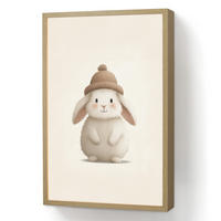 NÁSTĚNNÁ LAMPA S AKUMULÁTOREM Králík - Klobouk - Uši - béžový 40x60 cm - krémová, kompozitní dřevo (40/60/8cm) - OnlyWow