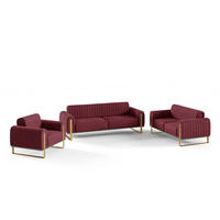 SOFASET Valerie 3-2-1 - Rot, Holzwerkstoff/Textil (228/79/90cm) - Fun Möbel