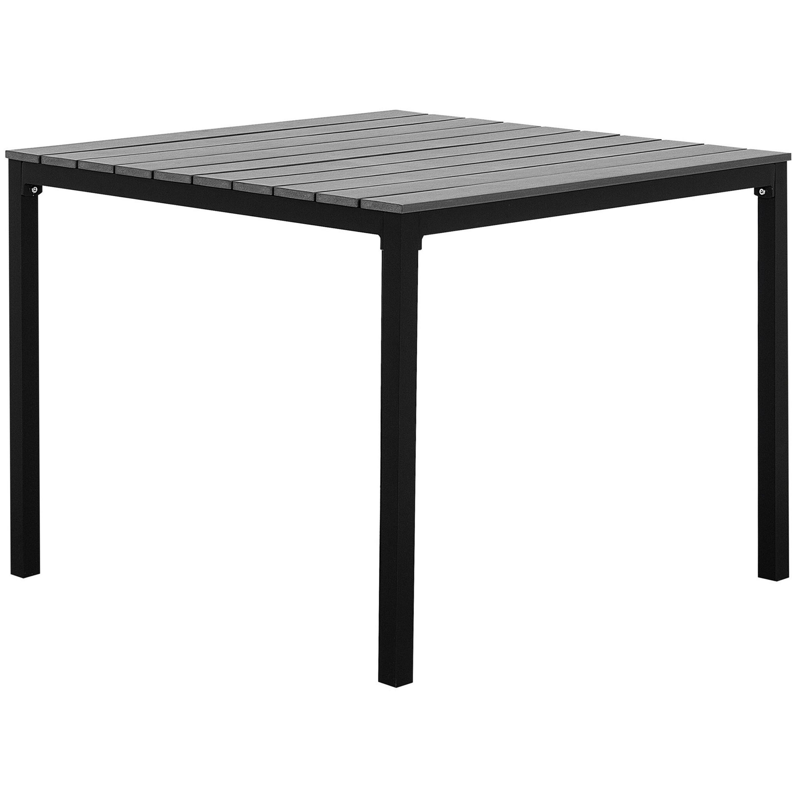 GARTENTISCH Kunstholz grau/schwarz 95/95 cm Prato - Schwarz/Grau, Kunststoff (95/95/74cm) - Beliani