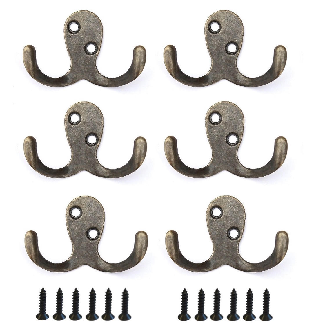 WANDHAKEN 6x 4,2 cm aus Metall Messingfarben 793826 - Messingfarben, Metall (6.8/4.2/2.2cm) - DanDiBo