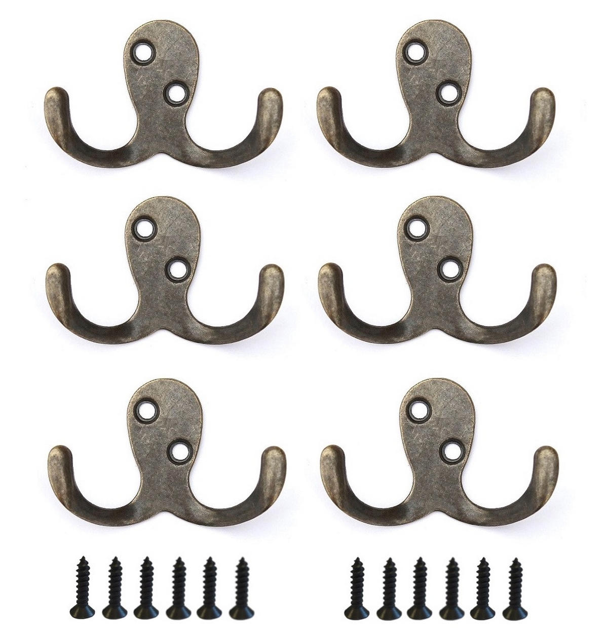 WANDHAKEN 6x 4,2 cm aus Metall Messingfarben 793826 - Messingfarben, Metall (6.8/4.2/2.2cm) - DanDiBo