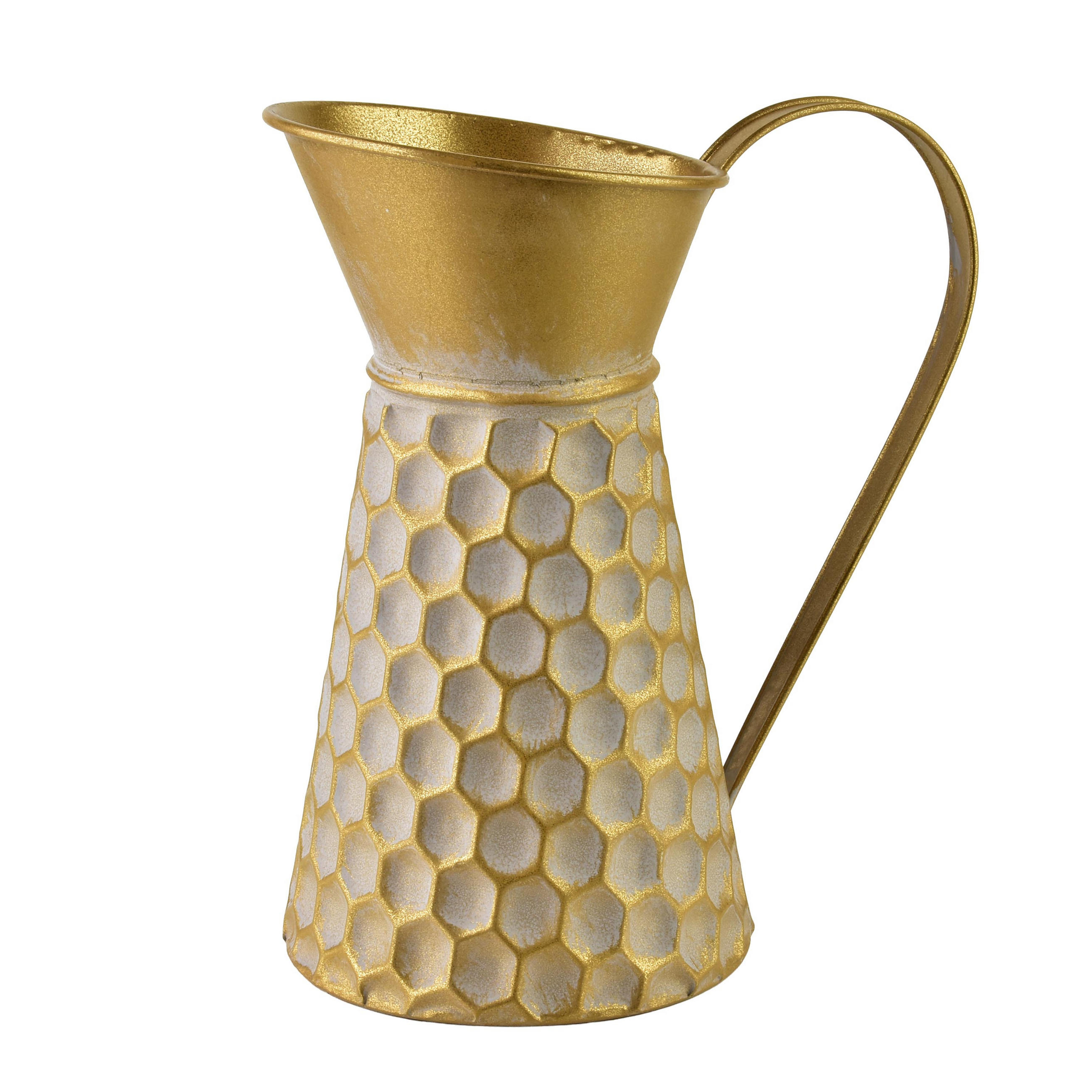VASE Hexagone Glow Gold 13,5x22,5x26,5 cm Metall - Goldfarben, Metall (26.5cm) - Mondex