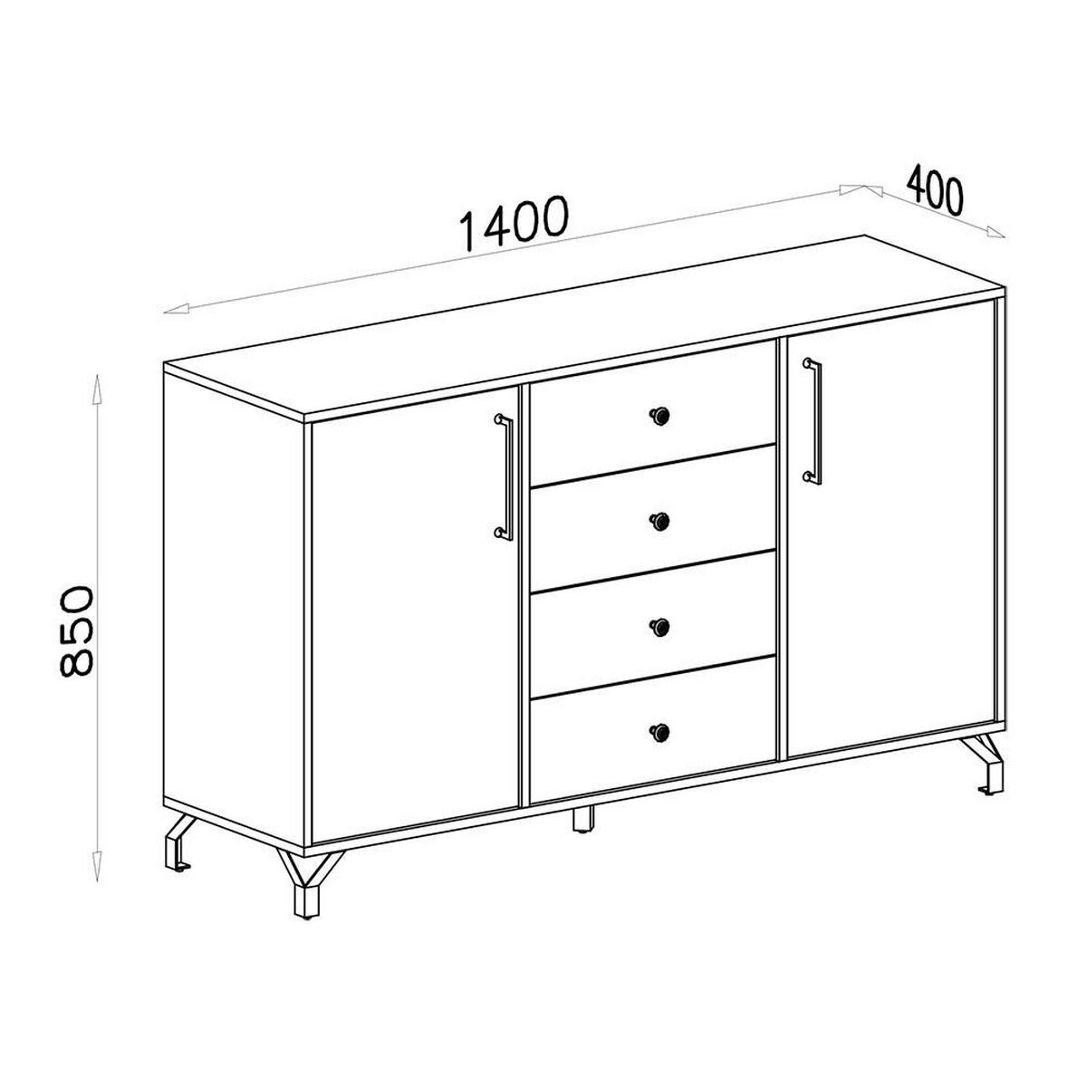 KOMMODE – 140 cm – BERGEN System – Weiß - Weiß Hochglanz, Holzwerkstoff (140/85/40cm) - hi-markt