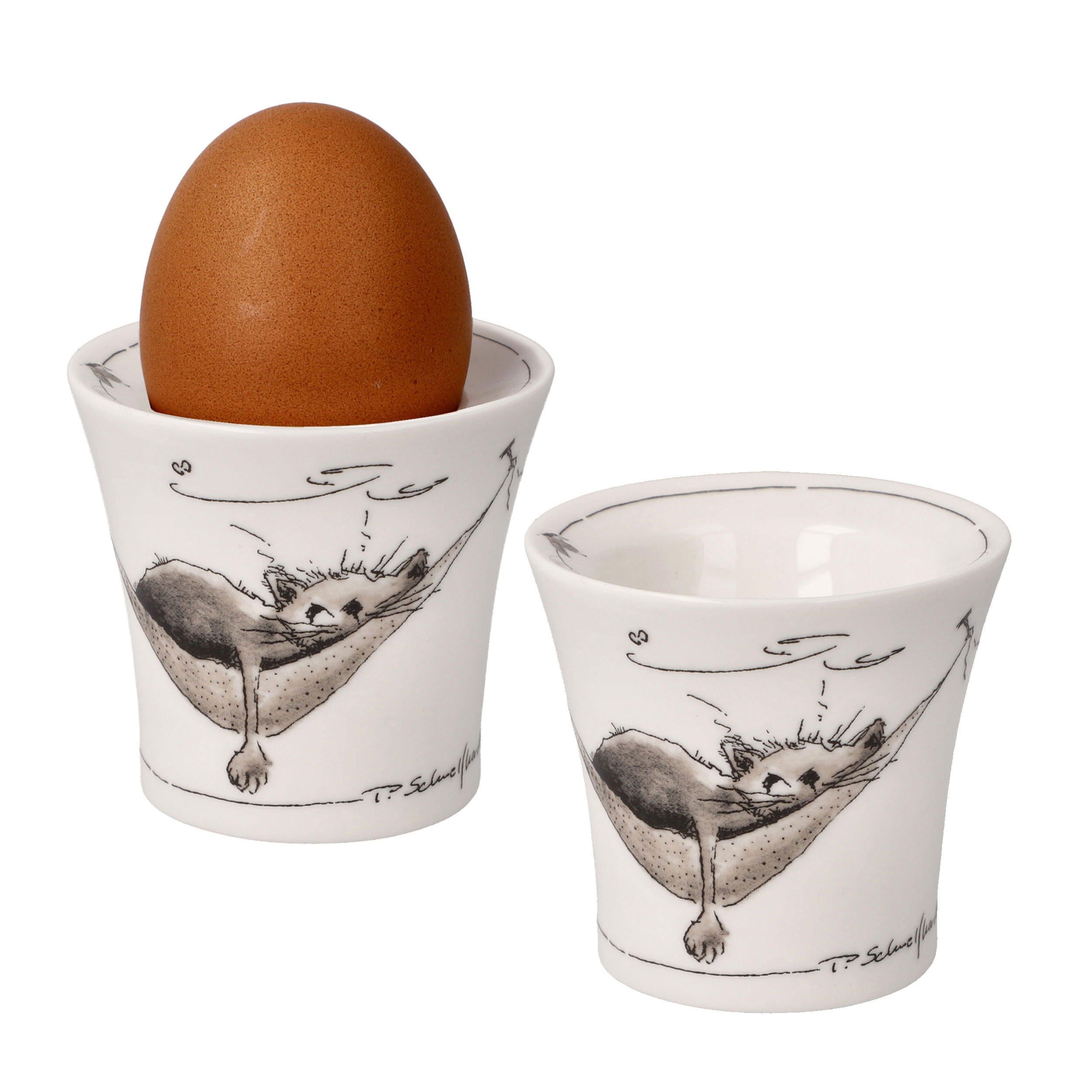 EIERBECHER 2er Set Peter Schnellhardt - Mittagspäuschen, New Bone China, Bunt, 6 cm - Multicolor, Keramik (6.5/6/6.5cm) - Goebel