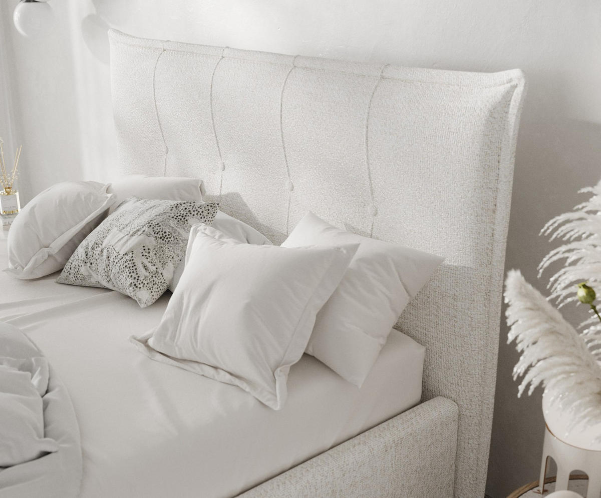 POLSTERBETT Plaza 180/200 cm Creme im Neve Stoff - Creme/Naturfarben, Holz/Holzwerkstoff (180/200cm) - AltaBeds