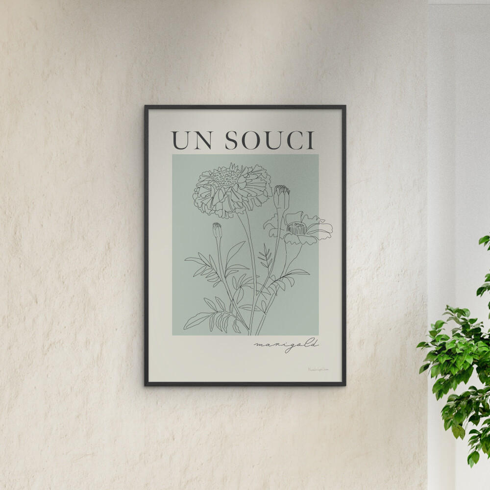 POSTER mit Rahmen Wild Apple - French Flower Poster II - Schwarz/Grün, Holz/Papier (30/40cm) - Poster&Frame