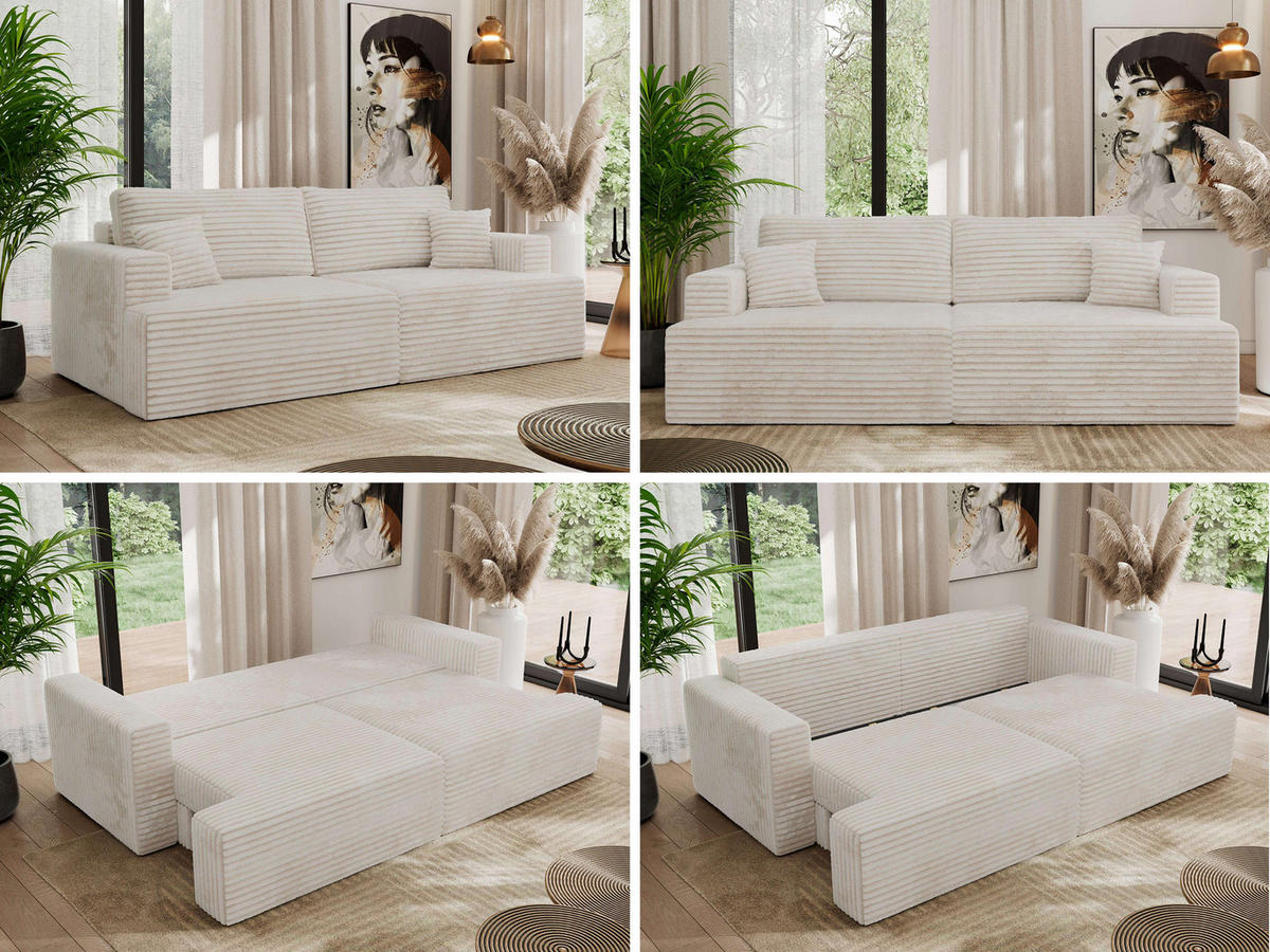 4-SITZER SOFA VIRELLA Beige Cord - Beige/Schwarz, Textil (240/88/115cm) - MKS