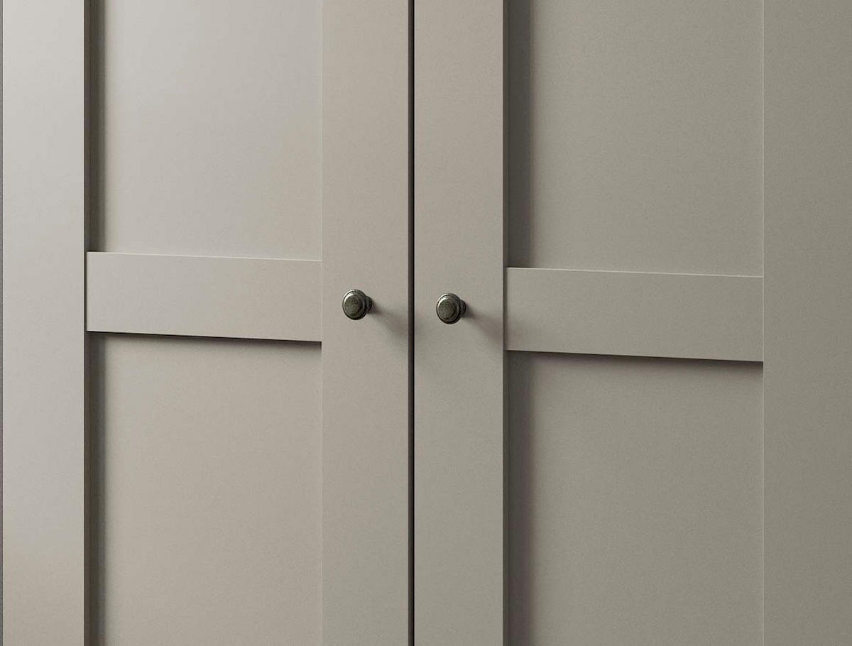 SCHLAFZIMMER Greenholm in Kieselgrau 4 teilig mit Kleiderschrank 200cm Breite ohne Spiegel, Doppelbett 180x200cm, zwei Nachttisch - Grau, Holzwerkstoff (80/200/120cm)