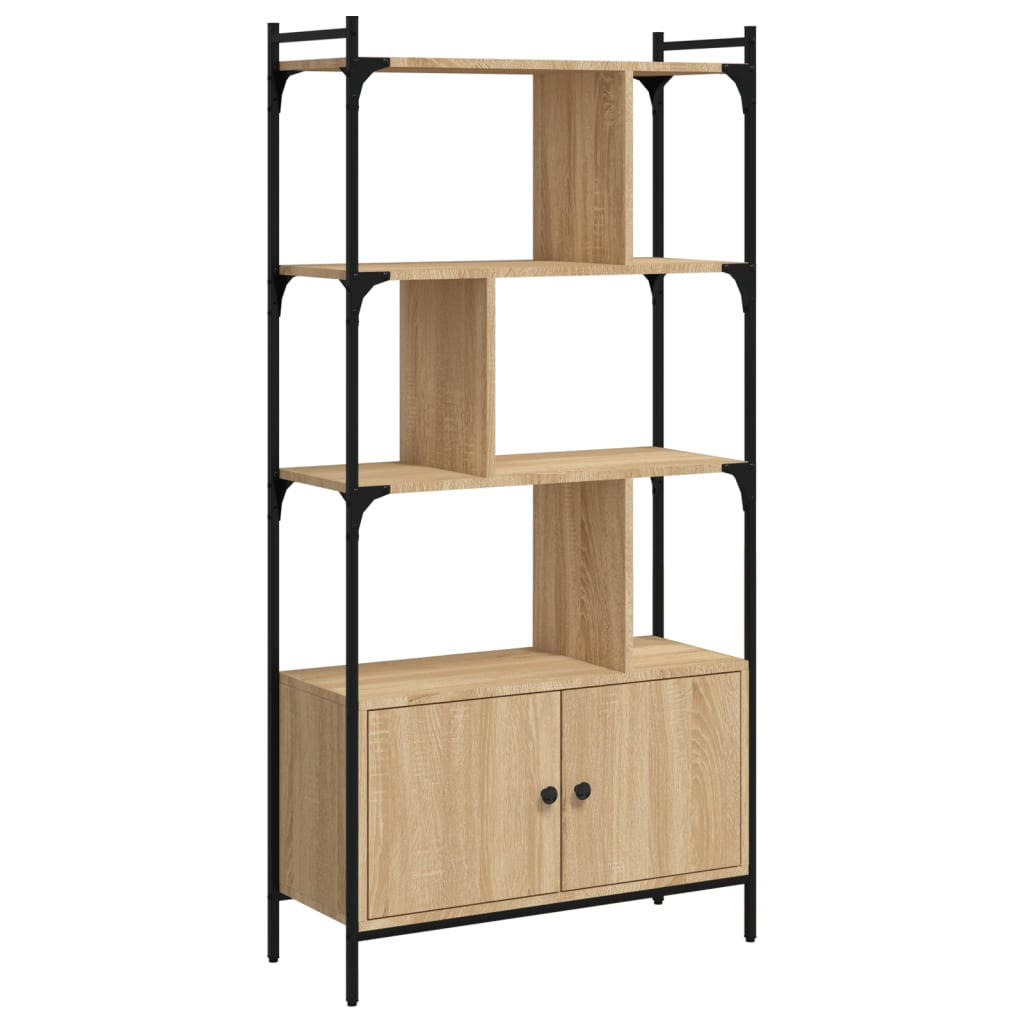 BÜCHERREGAL mit 3 Ebenen, kleinem Schrank 76,5/30/154,5 cm aus Holzwerkstoff Sonoma-Eiche Dekor - Sonoma Eiche, Holz (76.5/154.5/30cm) - vidaXL