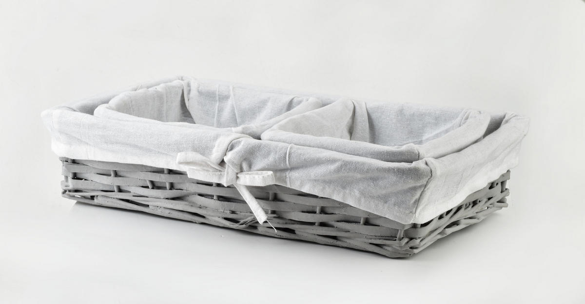 BROTKORB Will 3er Set Grau 24x35x8 cm Naturmaterial - Grau, Naturmaterialien (35/8/24cm) - Mondex