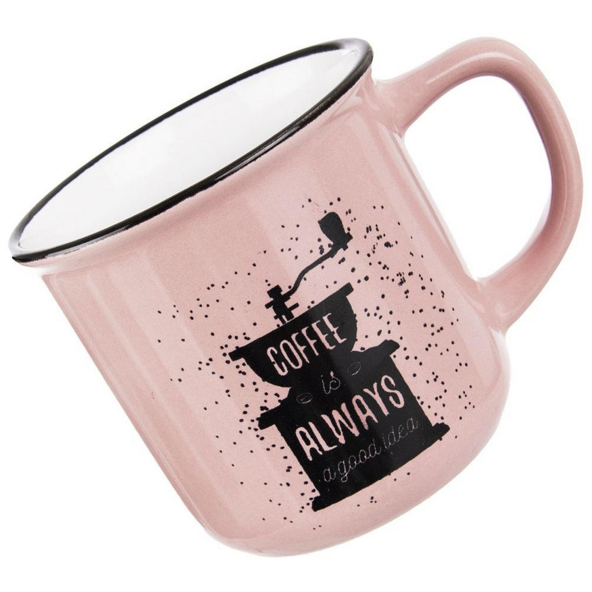 KERAMIK-KAFFEEBECHER, Keramik, rosa, 370 ml - Weiß, Keramik (0.37L) - Orion 