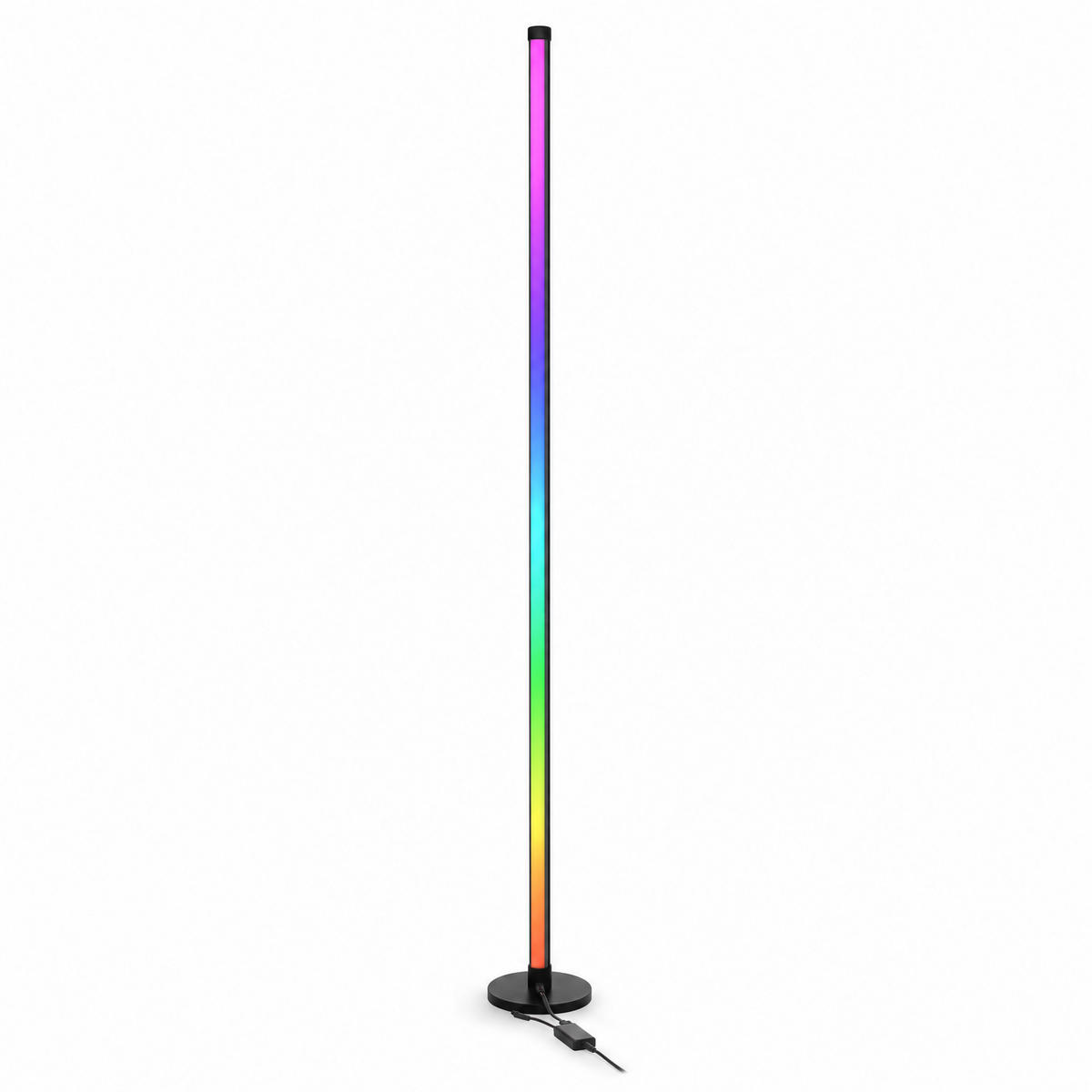 LED-ECKLAMPE - mit Fernbedienung und integriertem Musiksensor für RGB Farbeffekte in Schwarz - Schwarz, Kunststoff (15.5/15.5/147.5cm) - Northpoint