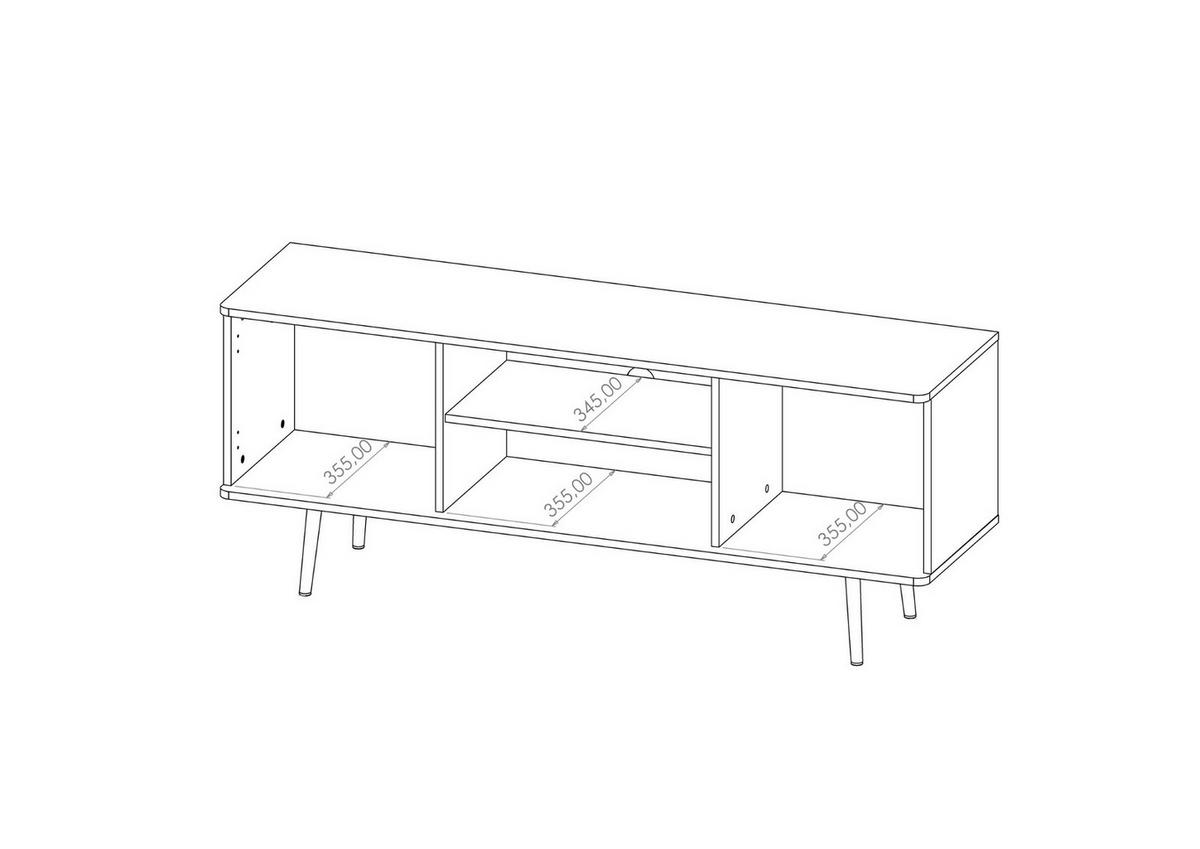 TV-LOWBOARD Pinelli 150 cm breite 2-türig - Schwarz/Braun, Holzwerkstoff/Metall (150/60/41cm) - Ravio
