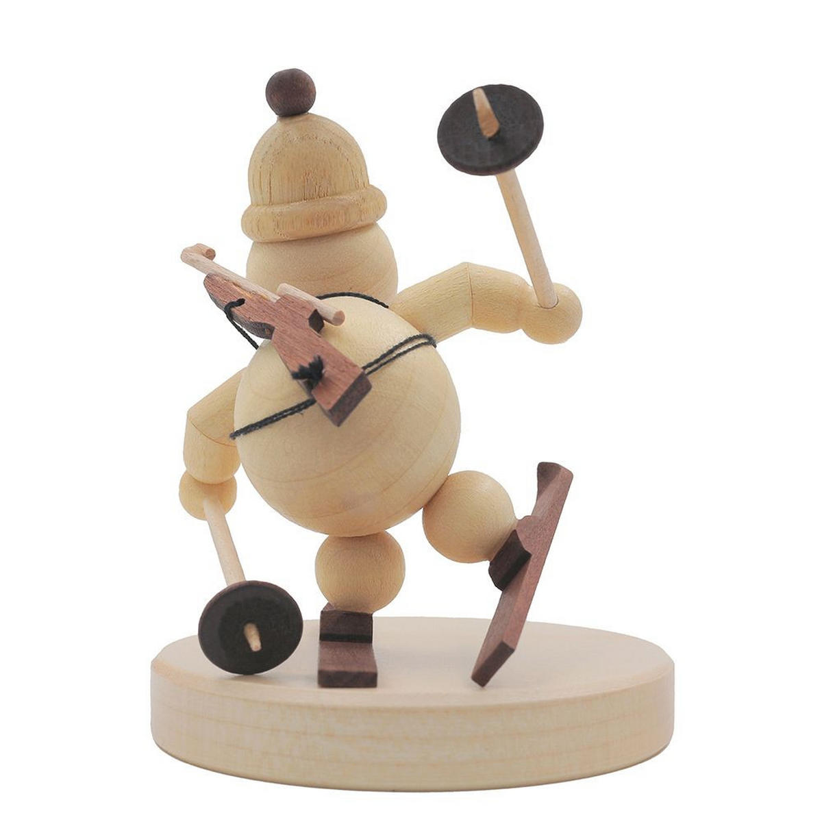 HOLZFIGUR Schneemann Junior laufender Biathlet auf Sockel 9 cm - Multicolor, Holz (7/1/0.1cm)