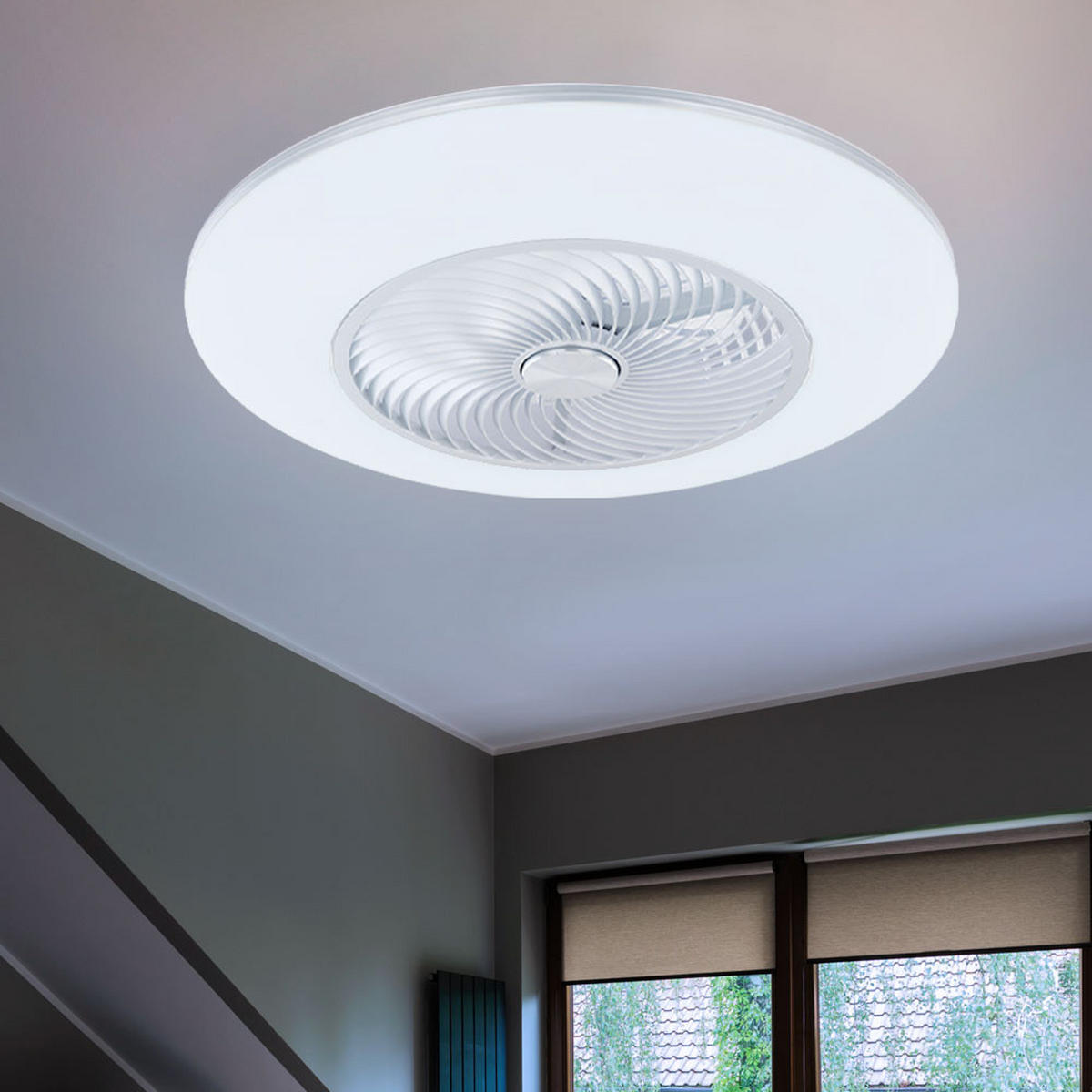 LED DECKENLEUCHTE Ventilator Weiß Opal - Weiß, Metall (58/58/22cm) - Globo Lighting