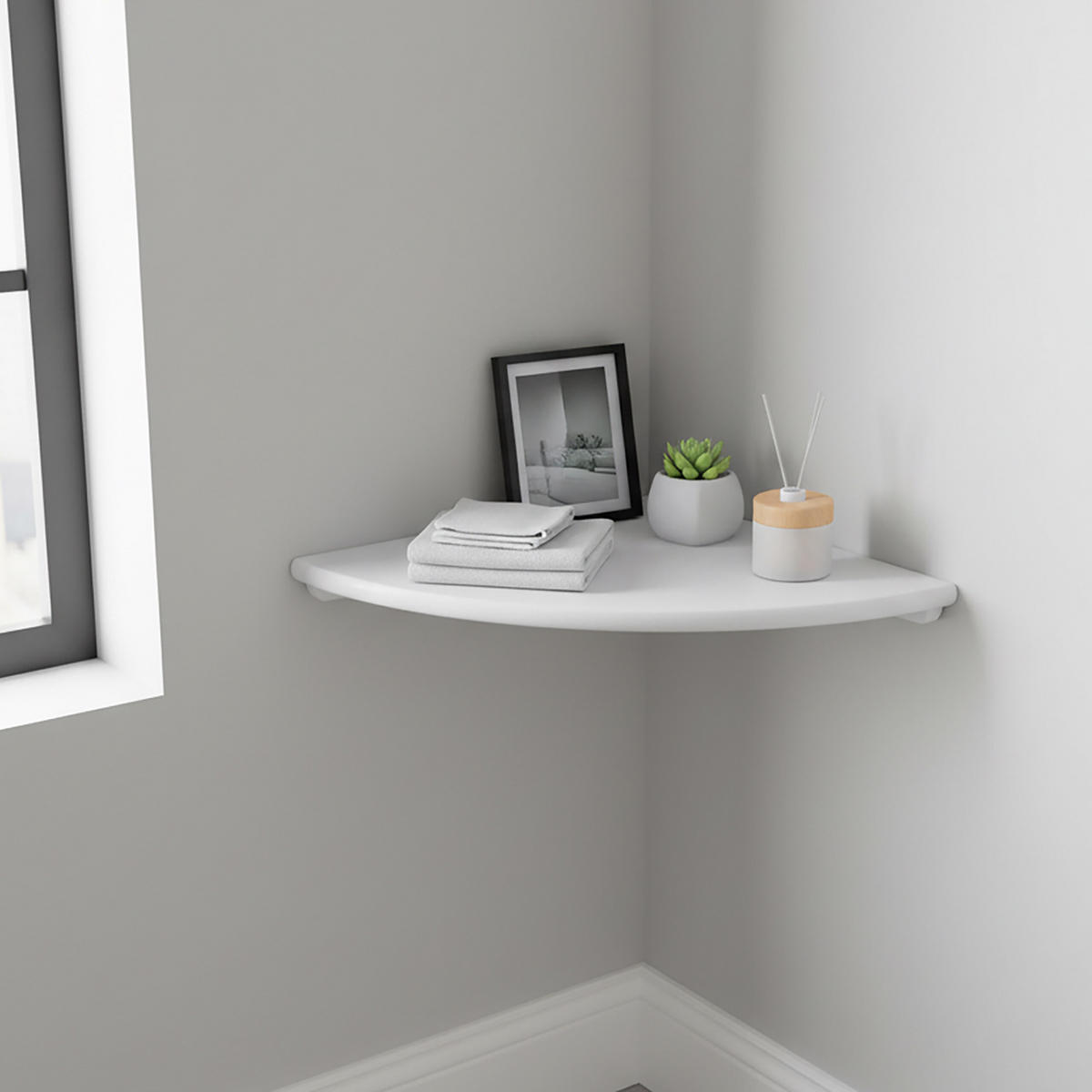 ROHOVÁ pol. - biela, drevo (30/3/30cm) - Relaxdays