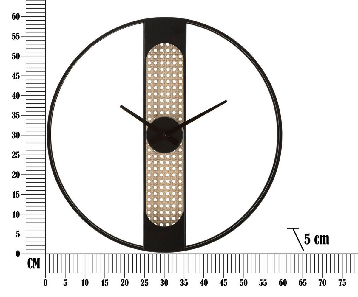 WANDUHR Ribby, schwarz und cremefarben, Eisen, 60 x 5 x 60 cm - Creme/Schwarz, Metall (60/60/5cm) - Mauro Ferretti