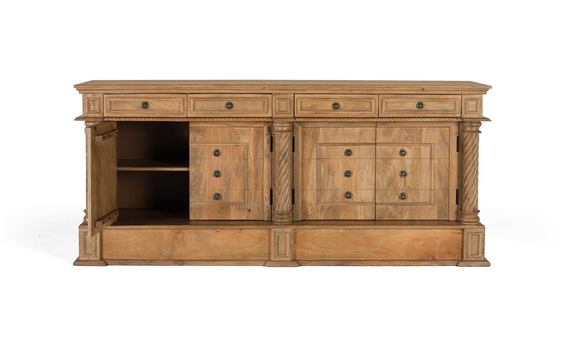 SIDEBOARD mit 4 Schubladen und 4 Türen aus Mangoholz - Braun, Holz (50/90/200cm) - Giner y Colomer