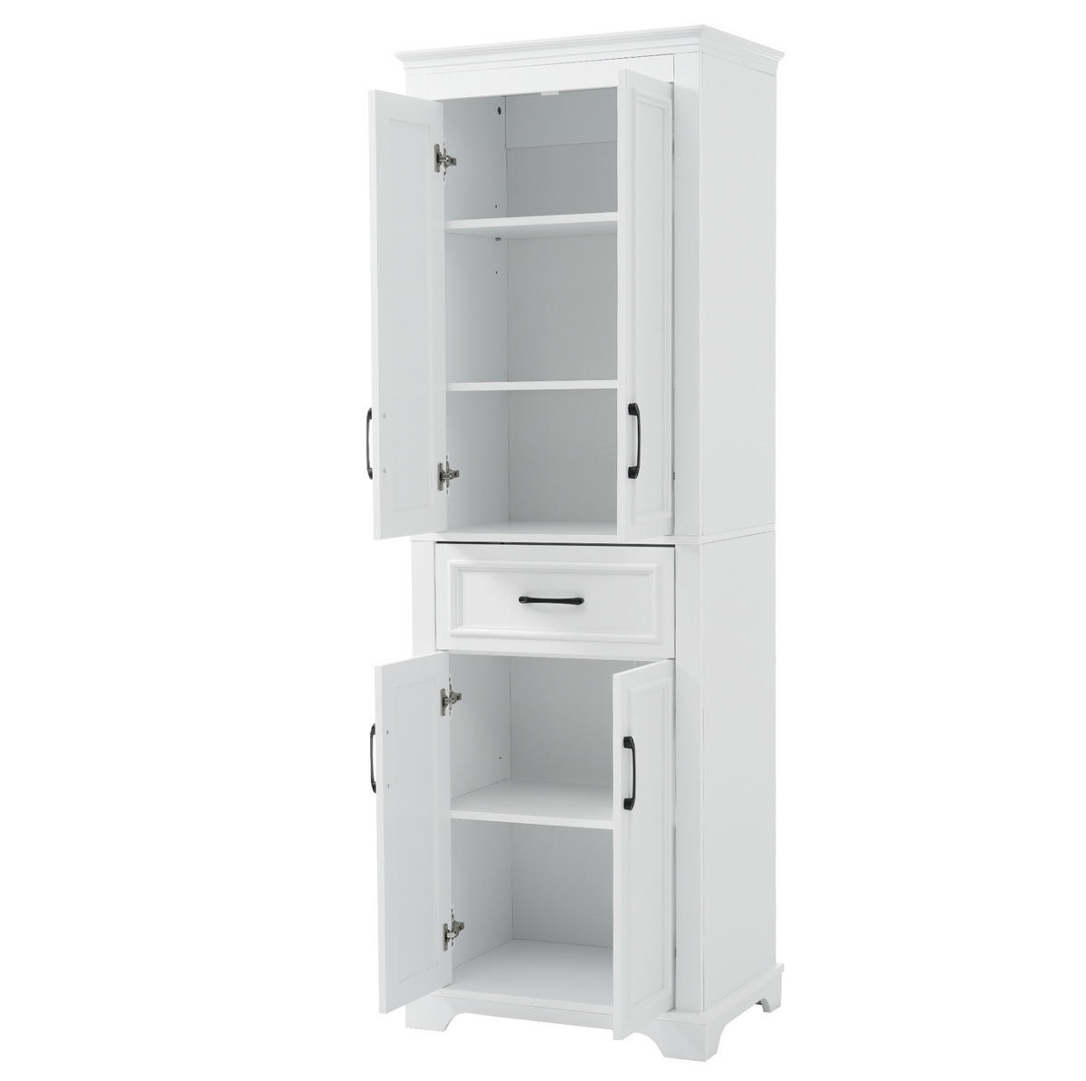BADEZIMMERSCHRANK mit Stauraum 60 x 40 x 180 cm Weiß - Weiß, Holzwerkstoff (38/180/57cm) - Beauniv