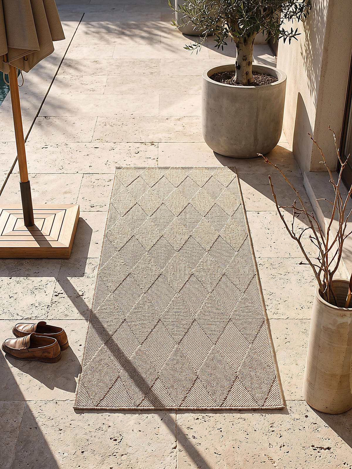 TEPPICHLÄUFER Karo TOCE Polypropylen Natur 80 x 150 cm - Beige, Textil (80/150cm) - KADIMA DESIGN