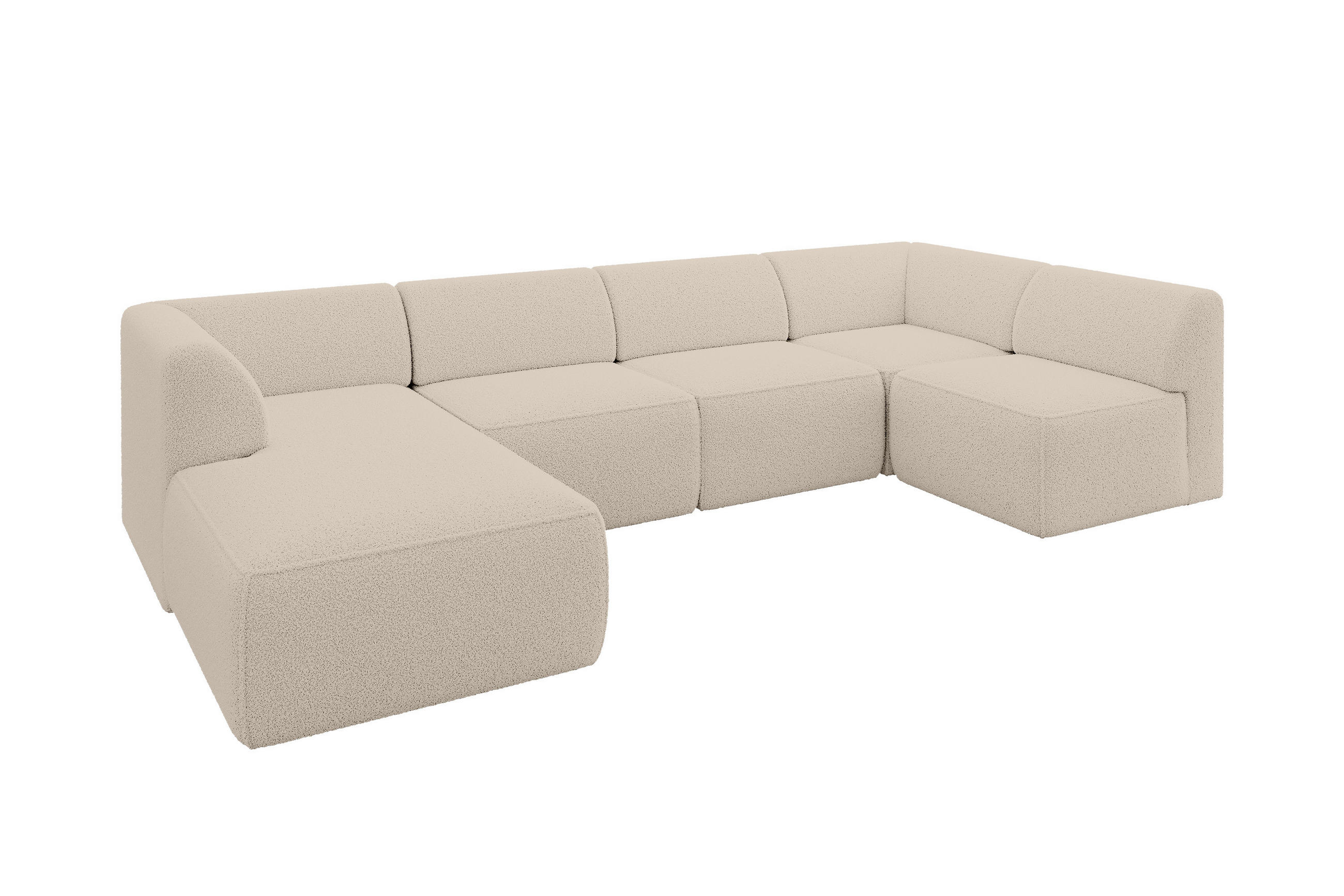 WOHNLANDSCHAFT Ottomane Links MOVO-L 345x180x78 cm Dunkelbegie Bouclé - Cappuccino, Holzwerkstoff/Kunststoff (345/78/180cm) - ALTDECOR