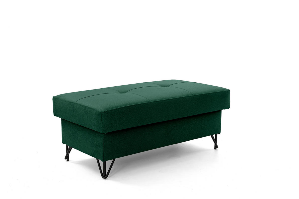 POUF JUNIOR 105x55 cm Velours Dunkelgrün - Dunkelgrün/Schwarz, Holz/Textil (105/43/55cm) - Muffo