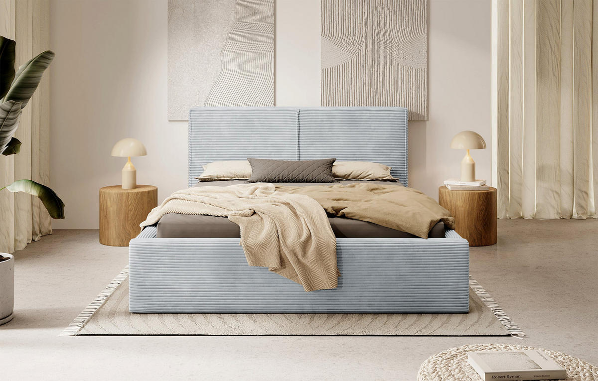 POLSTERBETT Farese Hellgrau Cordbezug 160 cm - Hellgrau, Textil (160/200cm) - Selsey