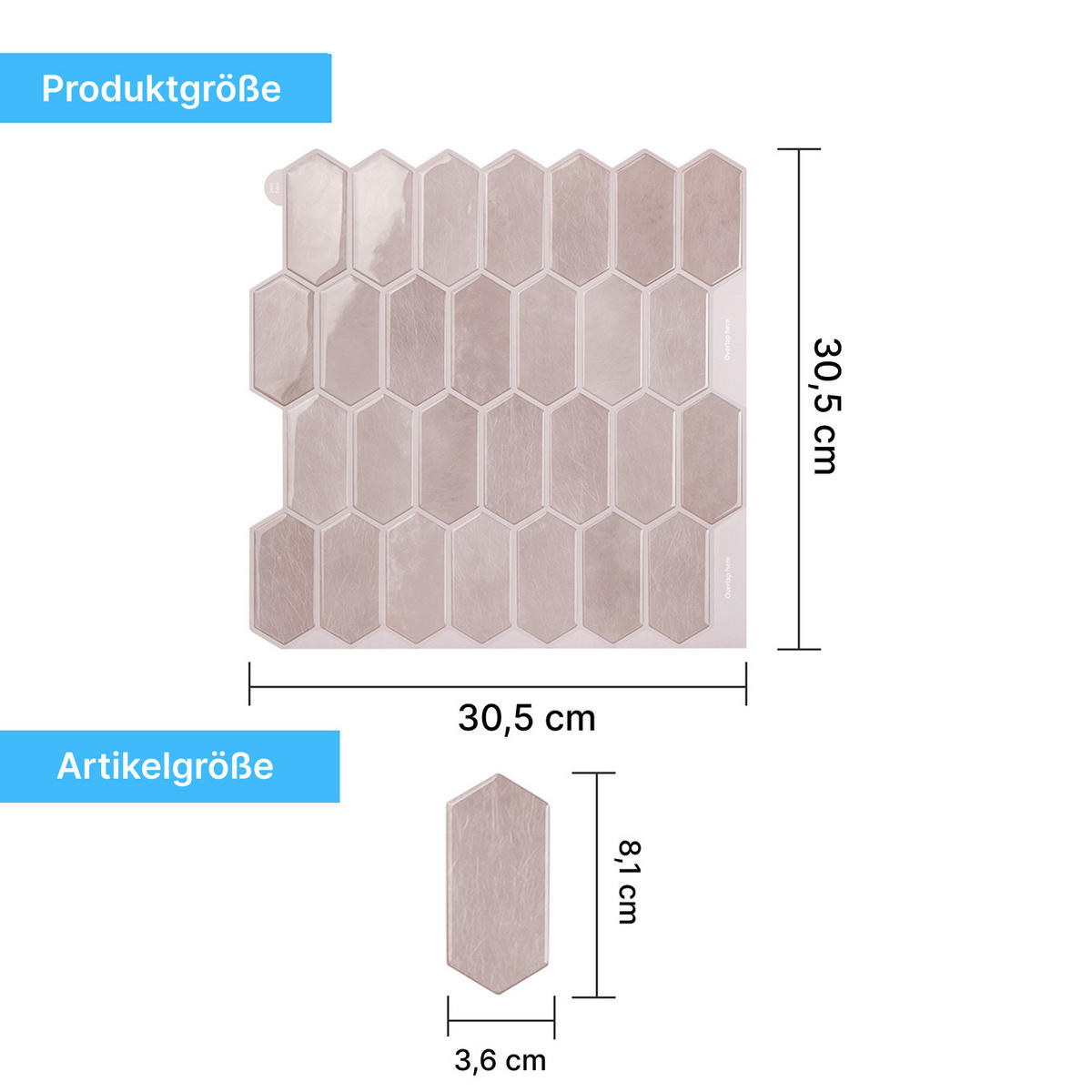 FLIESENAUFKLEBER 1 Stück 30,5 x 30,5 cm Selbstklebende Fliesen - Pera Rosa - Rosa, Kunststoff (30.5/0.12/30.5cm) - Mazovia