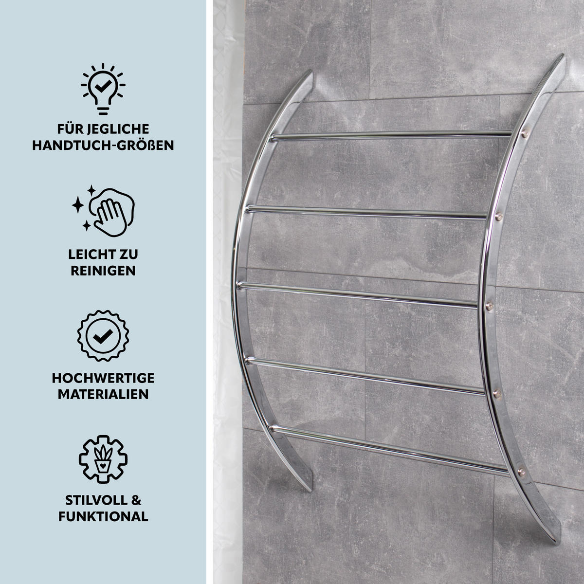 HANDTUCHHALTER, silber - Chromfarben, Metall (56/69/15cm) - bremermann