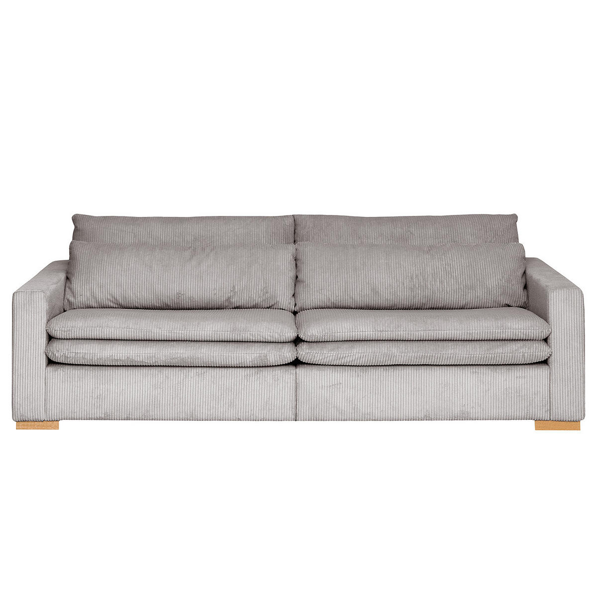 BIGSOFA - Eichefarben/Hellgrau, Eichenholz/Textil (240/82/104cm) - home24