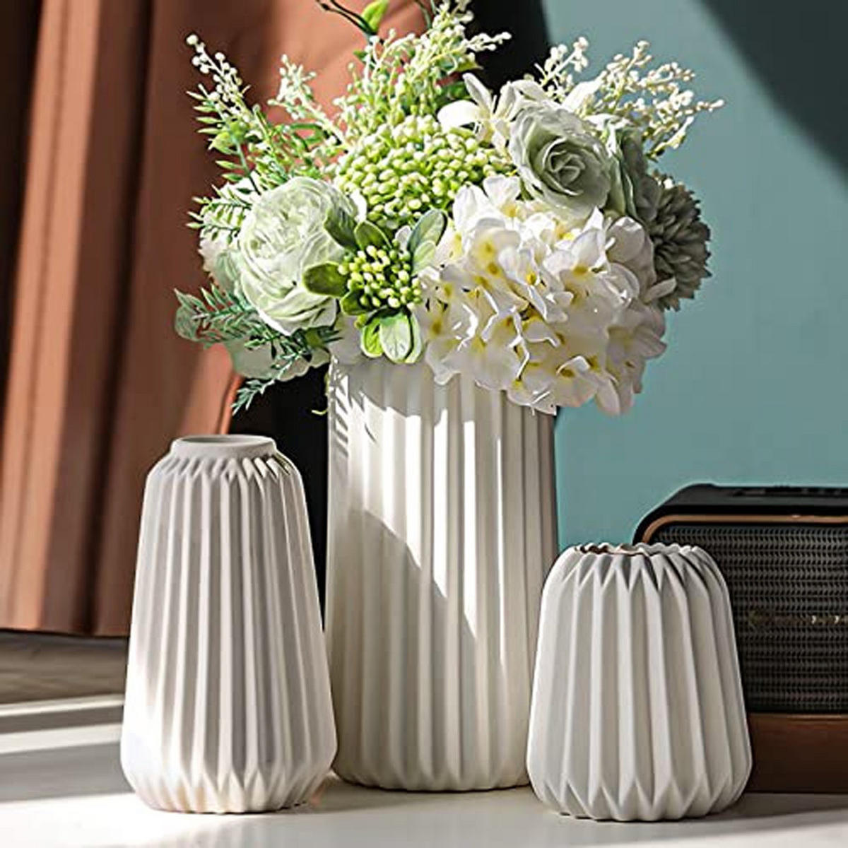 VASE 20 cm Keramik - Weiß, Keramik (20cm) - LIBRATON