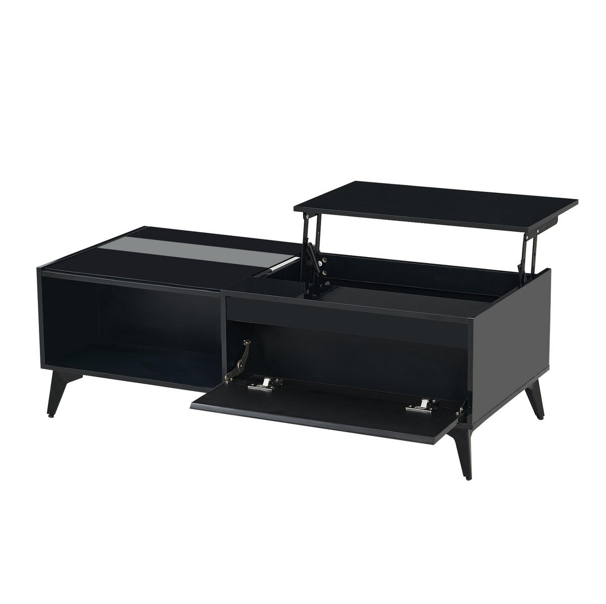 COUCHTISCH 110/50/48 cm schwarz aus Spanplatte mit Hebemechanismus und Stauraum - Schwarz, Holzwerkstoff (110/50/48cm) - OKMYHOME