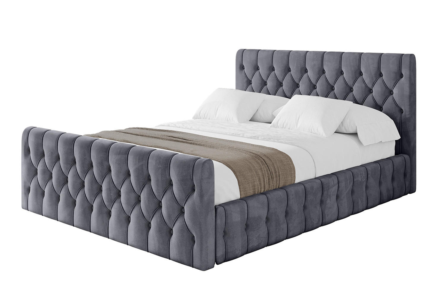 POLSTERBETT mit Bettkasten, Fußteil und Lattenrost, Boxbett ohne Matratze - LARO-Z 120x200 Dunkelgrau - Dunkelgrau, Holzwerkstoff/Textil (120/200cm) - ALTDECOR