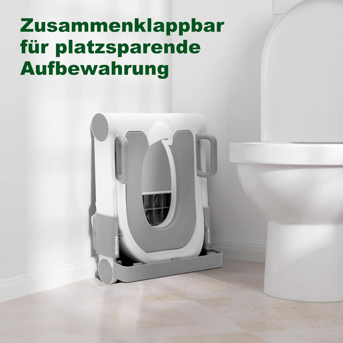 TOILETTENSITZ Kinder mit Treppe, 2 Stufen höhenverstellbar - Weiß/Grau, Kunststoff (38/45/35cm) - Woltu