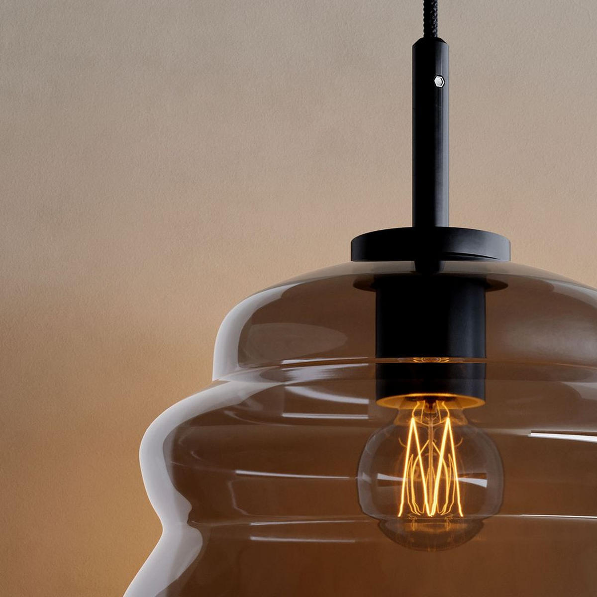 HÄNGELAMPE Echos 1.5m Abhängung Braun Ø 25cm - Braun, Glas (28/25/28cm) - s.luce