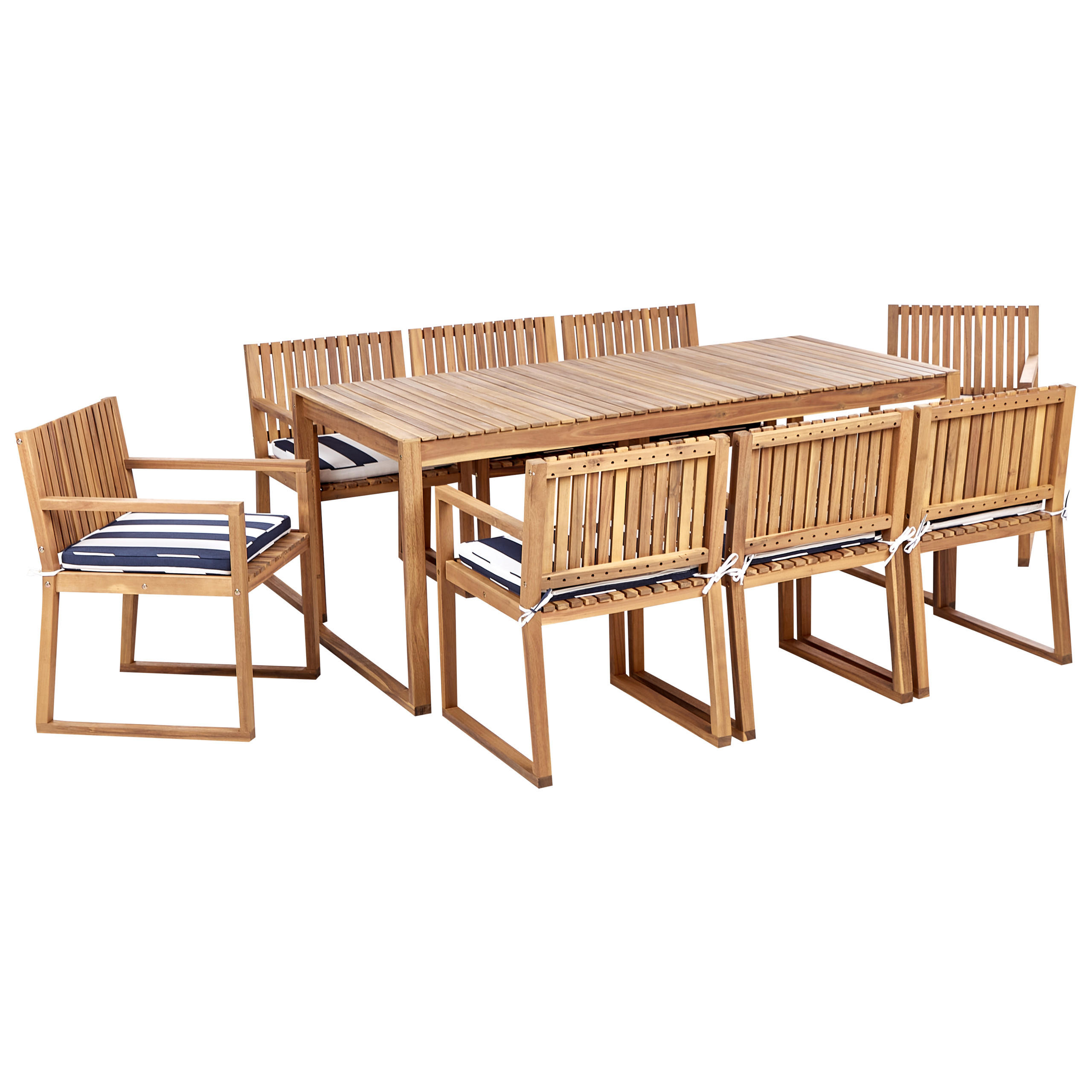 SET MOBILIER DE GRADINA cu 8 locuri nuanta deschisa de lemn Sassari II