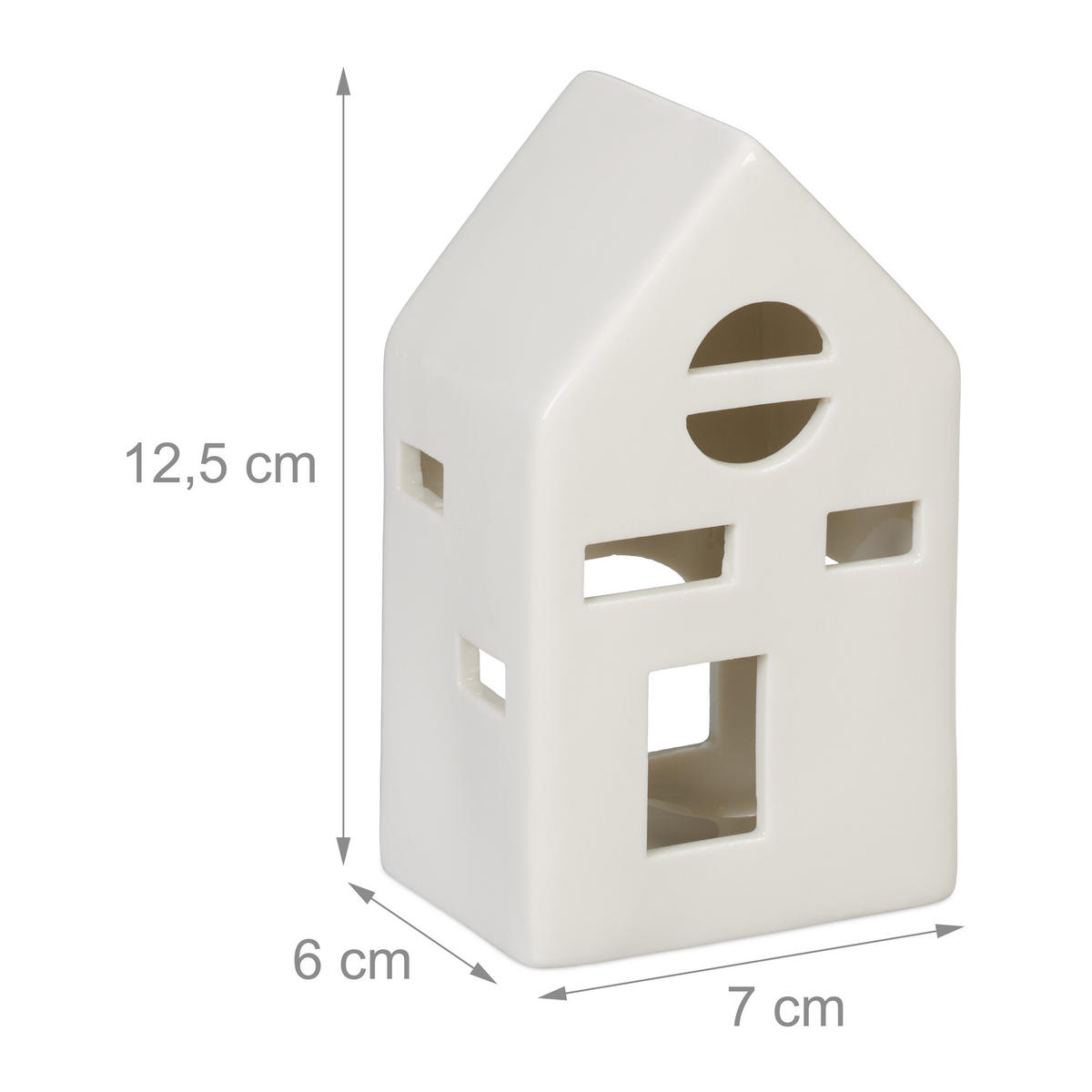 TEELICHTHAUS - Weiß, Keramik (12.5cm) - Relaxdays
