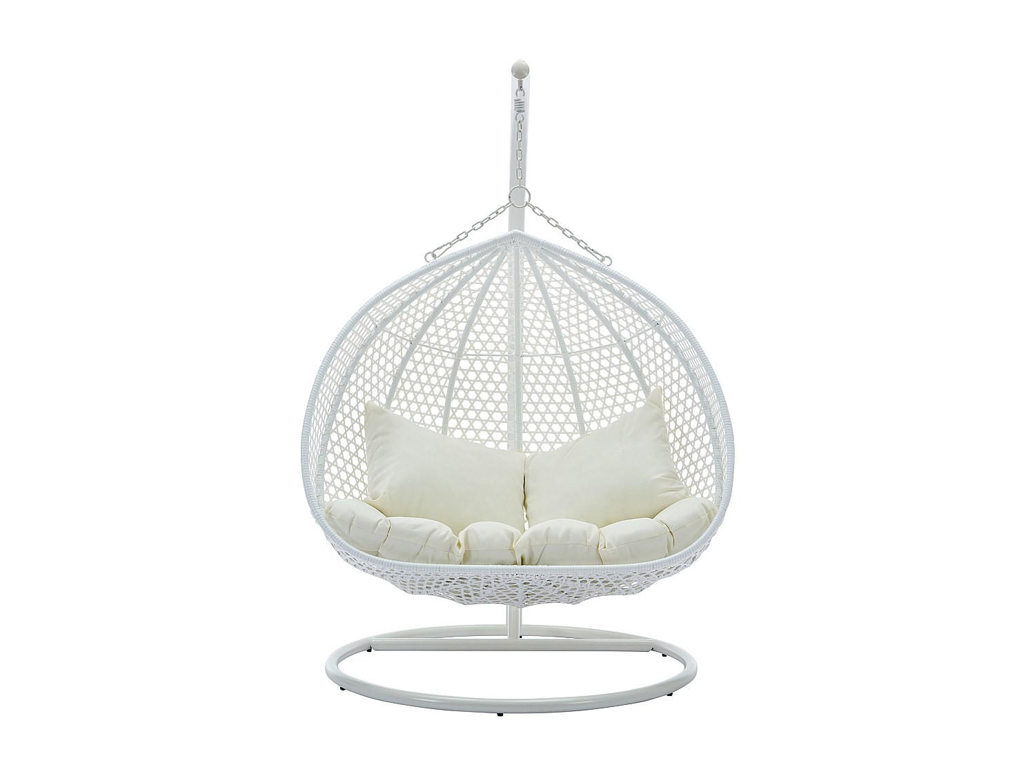 HÄNGESESSEL - 2 Personen - Harz - Weiß - - Weiß, Kunststoff (130/195/106cm) - Vente-Unique