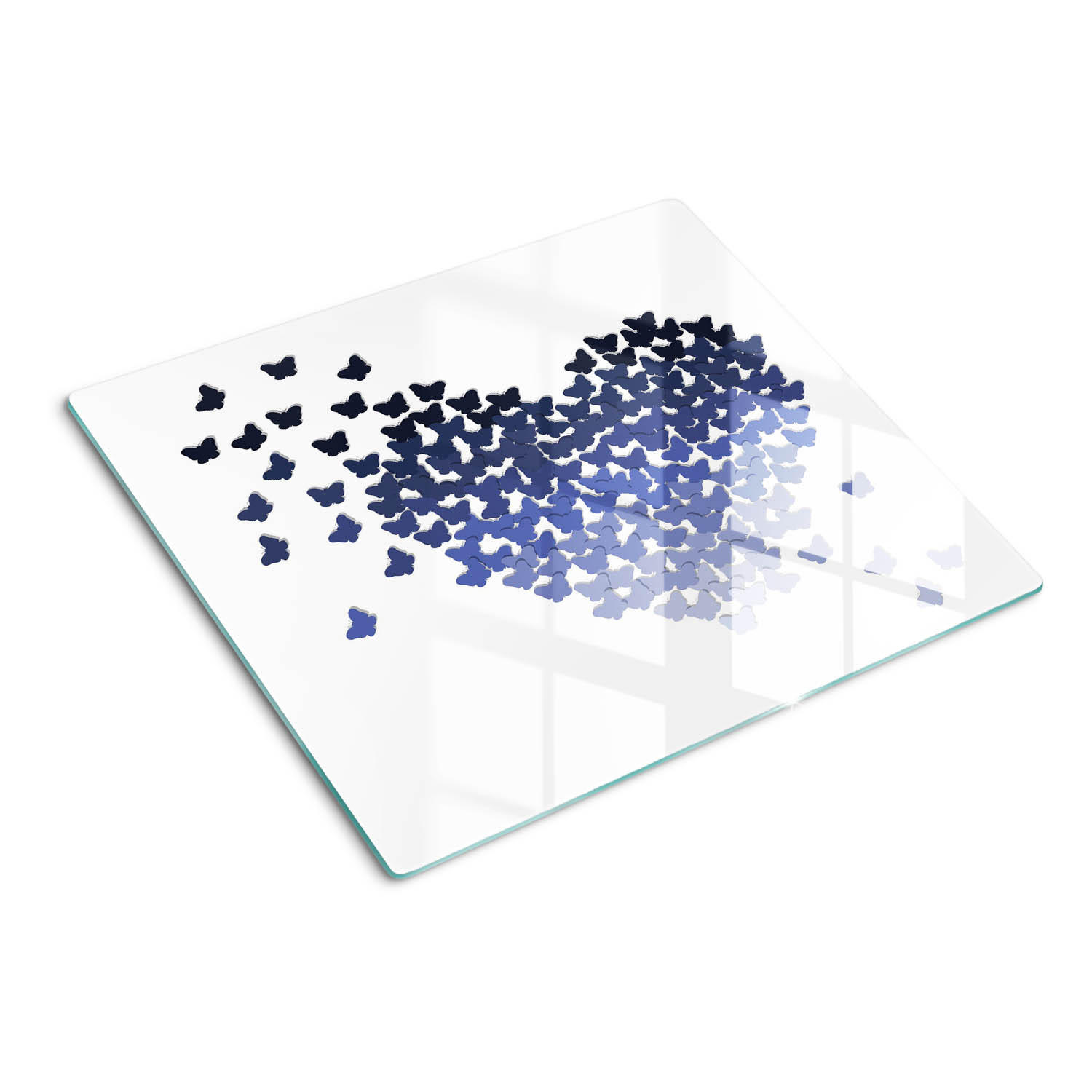 GLASPLATTE 60x52 cm Schmetterlinge Herzen - Blau, Glas (60/0.4/52cm) - TULUP