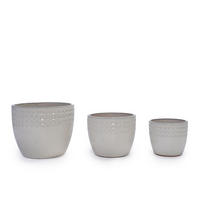 BLUMENTOPF Ø 38,1/30,5/22,9 cm Antikes Weiß (3 Stück) - Weiß, Keramik (38/32cm) - Oxeza