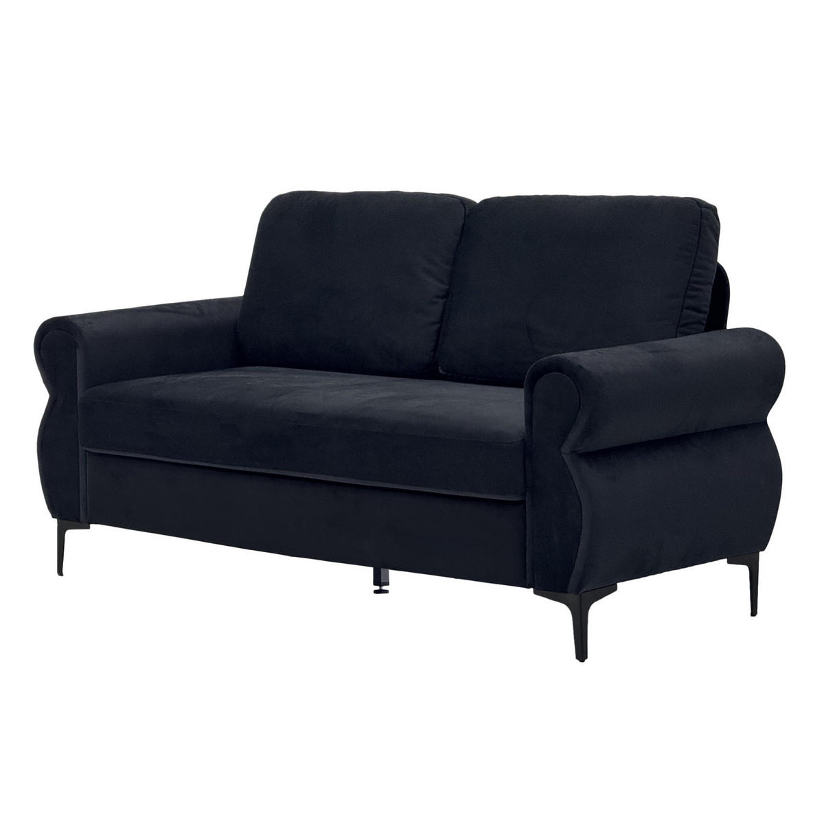 SOFA 2-Sitzer 173,5 cm Kurzflorstoff Schwarz - Schwarz, Holzwerkstoff (173.5/92/81cm) - Meubliv